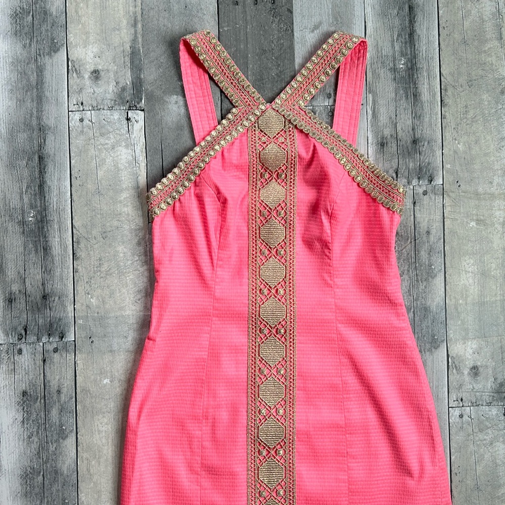 Lilly Pulitzer Pink Halter Bodycon Dress Cocktail